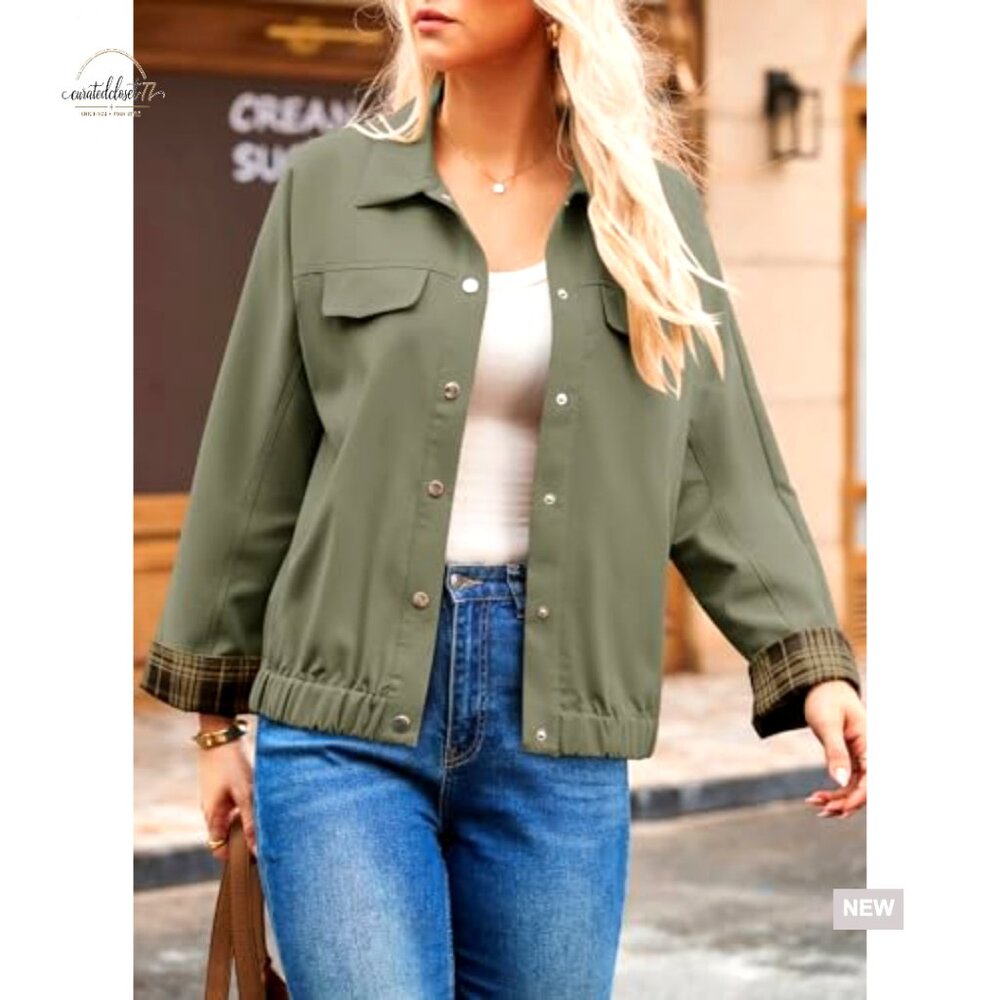 Oversized Snap Button Jacket Lightweight Polyeste… - image 2